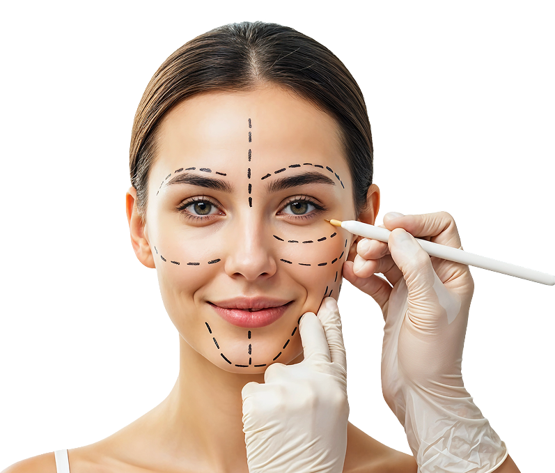 Cosmetic medicine consultation with facial assessment markings at LDS Maribyrnong