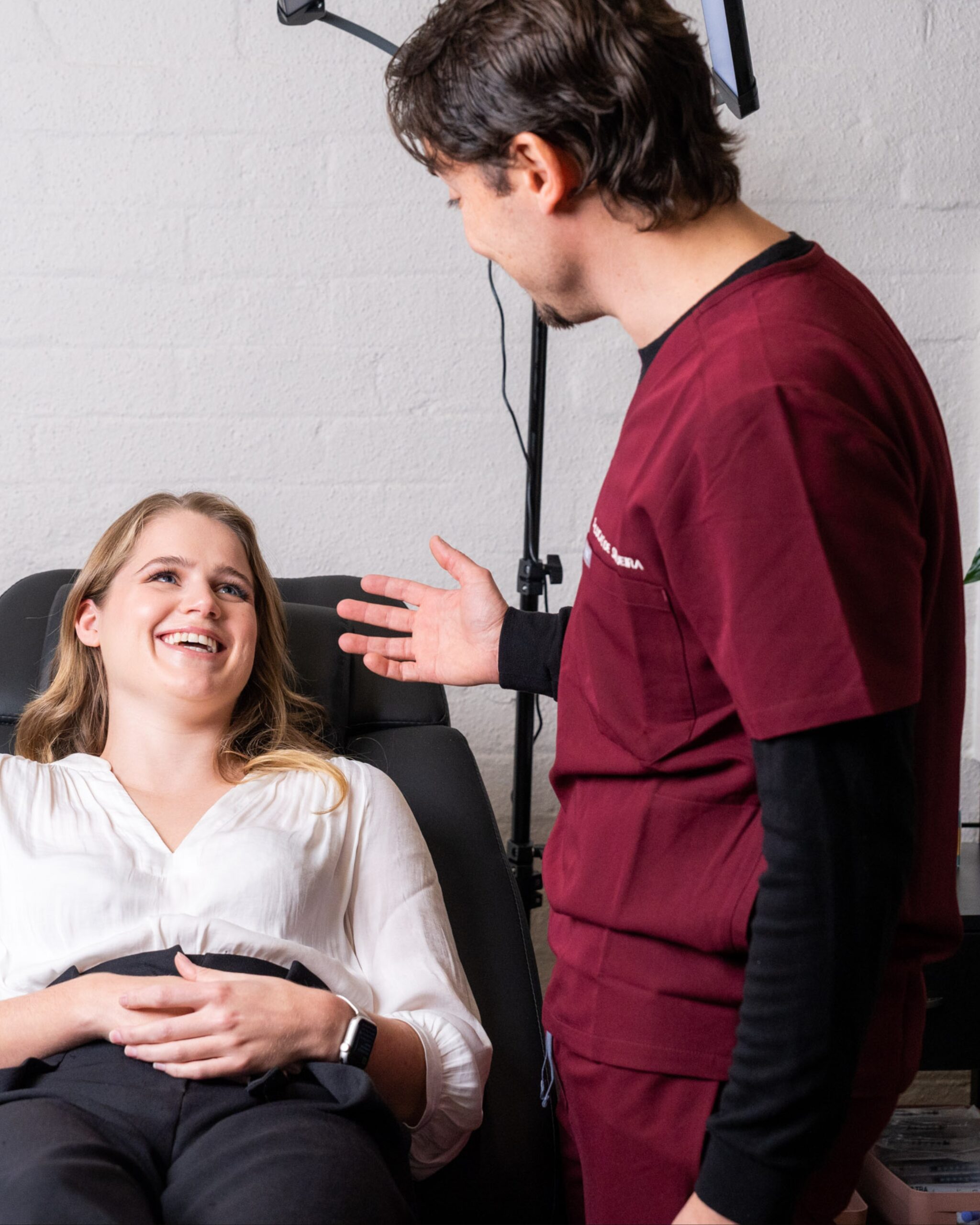 Dr Lucas de Siqueira during a cosmetic medicine consultation at LDS Maribyrnong